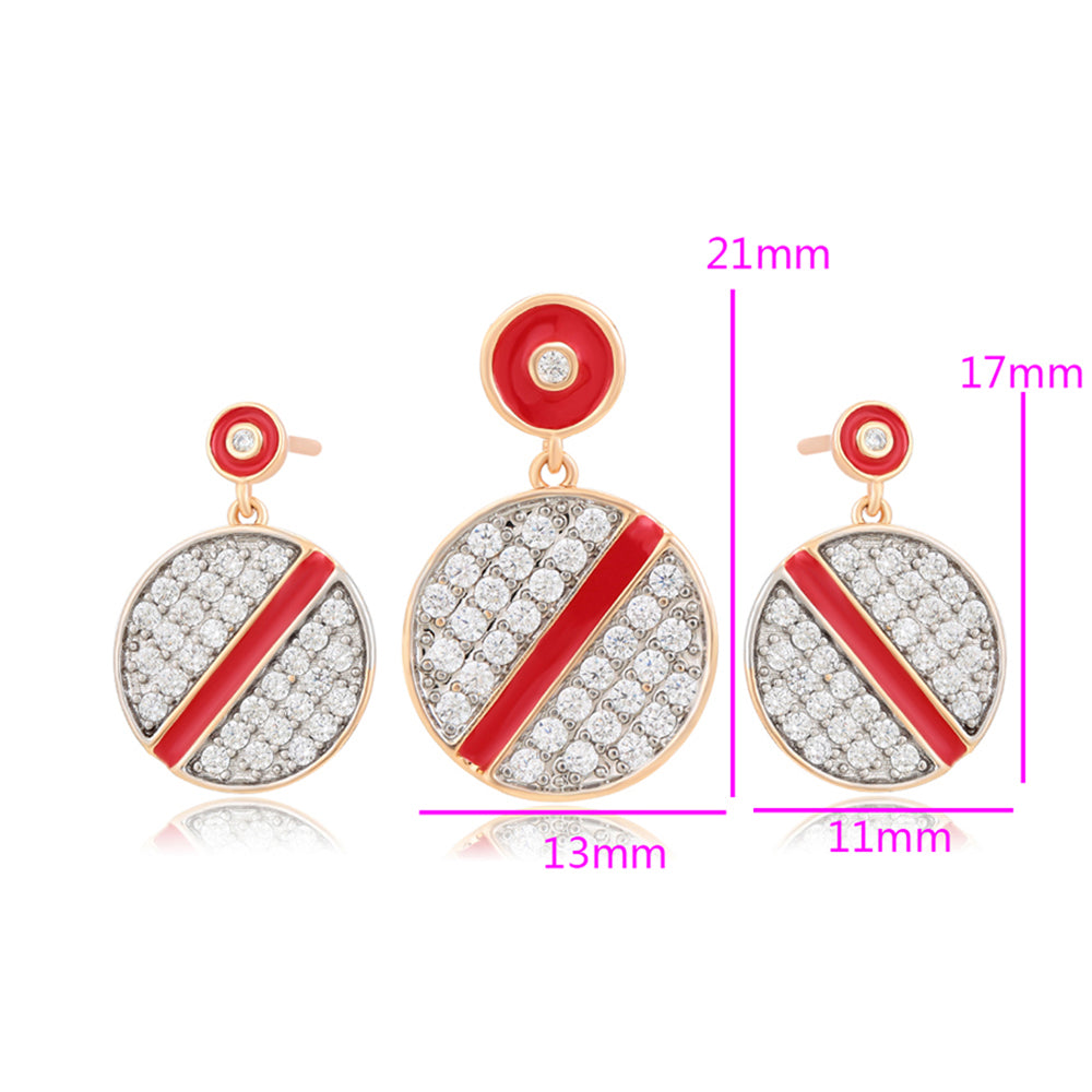 Arany tónusú Emporia Ötvözetű Szett Vörös Emporia® Kristállyal és Fehér Emporia® Kristállyal ( Fülbevaló+Medál ) 2 