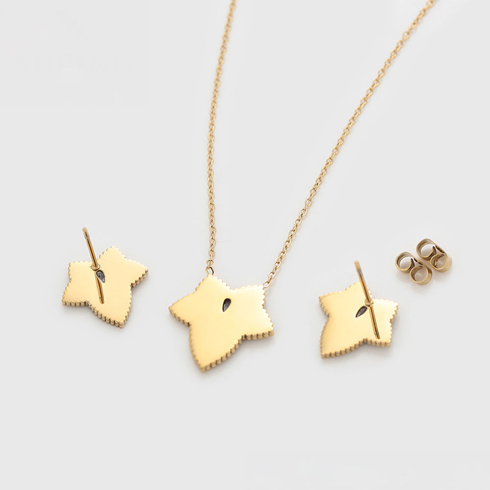 Arany tónusú Emporia Ötvözetű Szett Zöld Emporia® Kristállyal és Fehér Emporia® Kristállyal ( Nyaklánc+Fülbevaló ) 10 