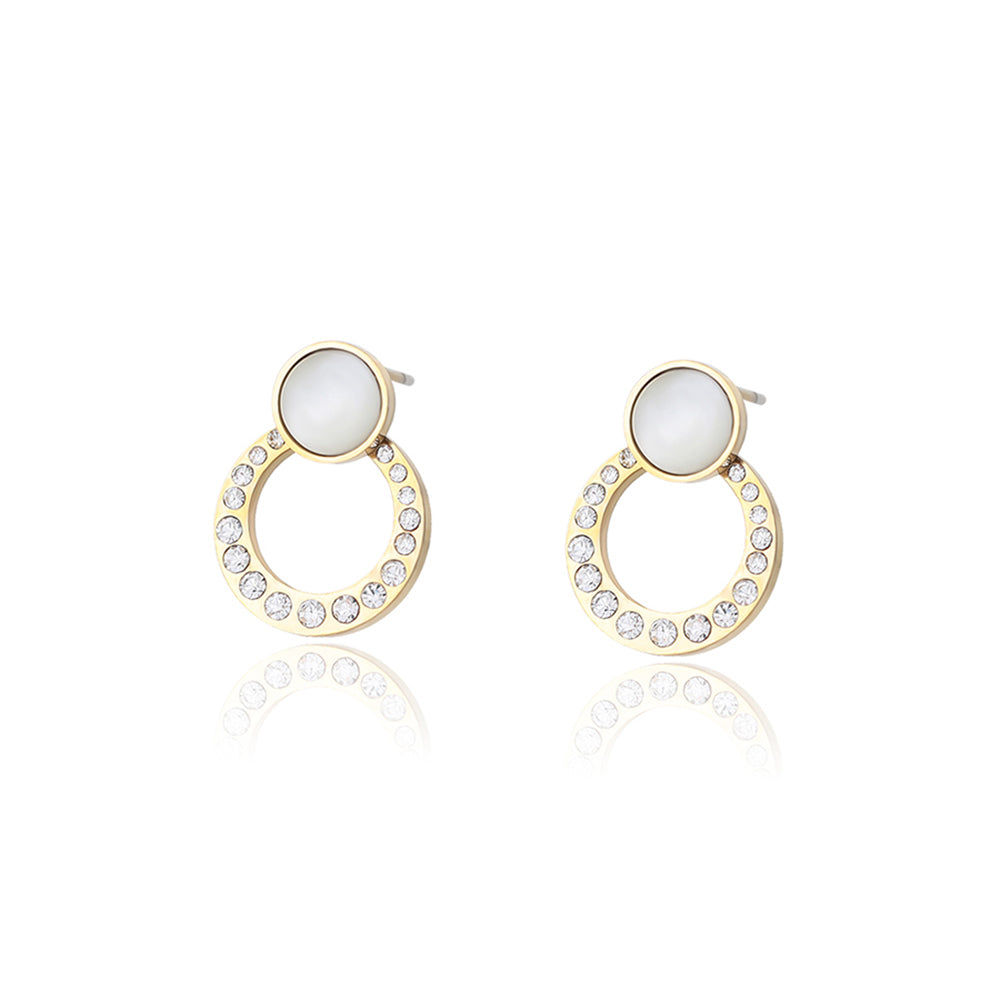 Arany tónusú Emporia Ötvözetű Fülbevaló Fehér Emporia® Kristállyal 2 