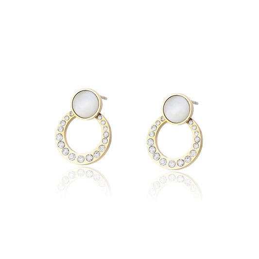 Arany tónusú Emporia Ötvözetű Fülbevaló Fehér Emporia® Kristállyal