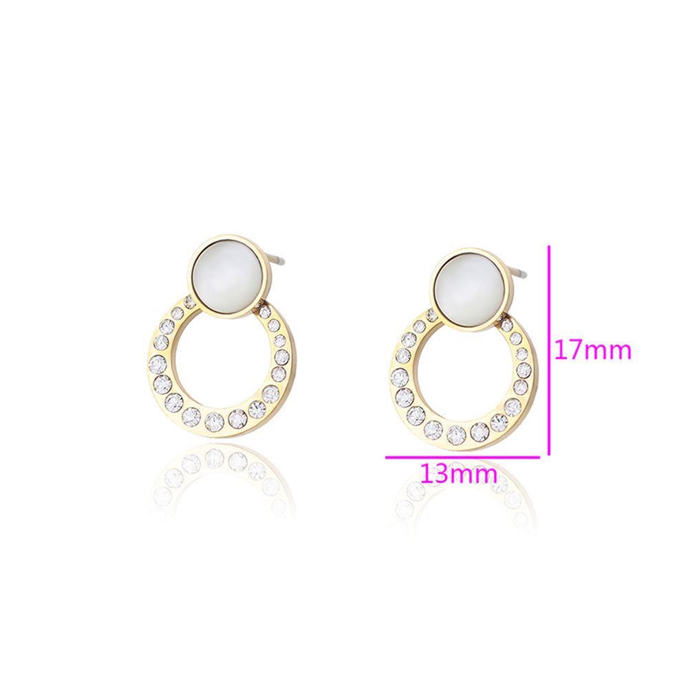 Arany tónusú Emporia Ötvözetű Fülbevaló Fehér Emporia® Kristállyal