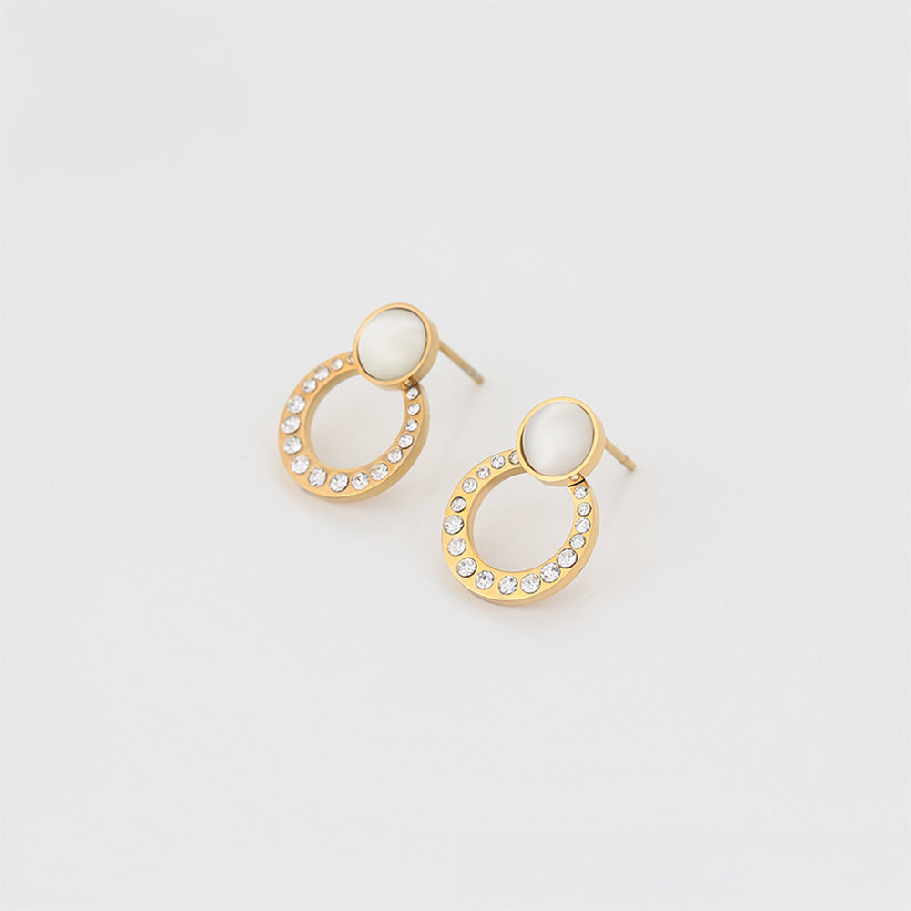 Arany tónusú Emporia Ötvözetű Fülbevaló Fehér Emporia® Kristállyal