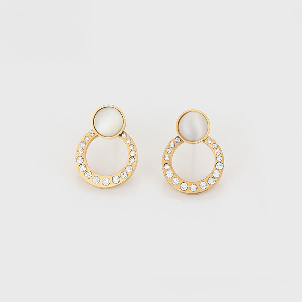 Arany tónusú Emporia Ötvözetű Fülbevaló Fehér Emporia® Kristállyal