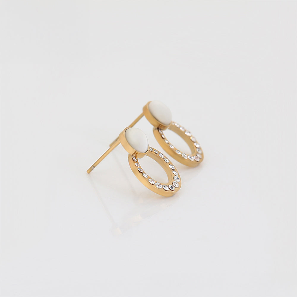 Arany tónusú Emporia Ötvözetű Fülbevaló Fehér Emporia® Kristállyal