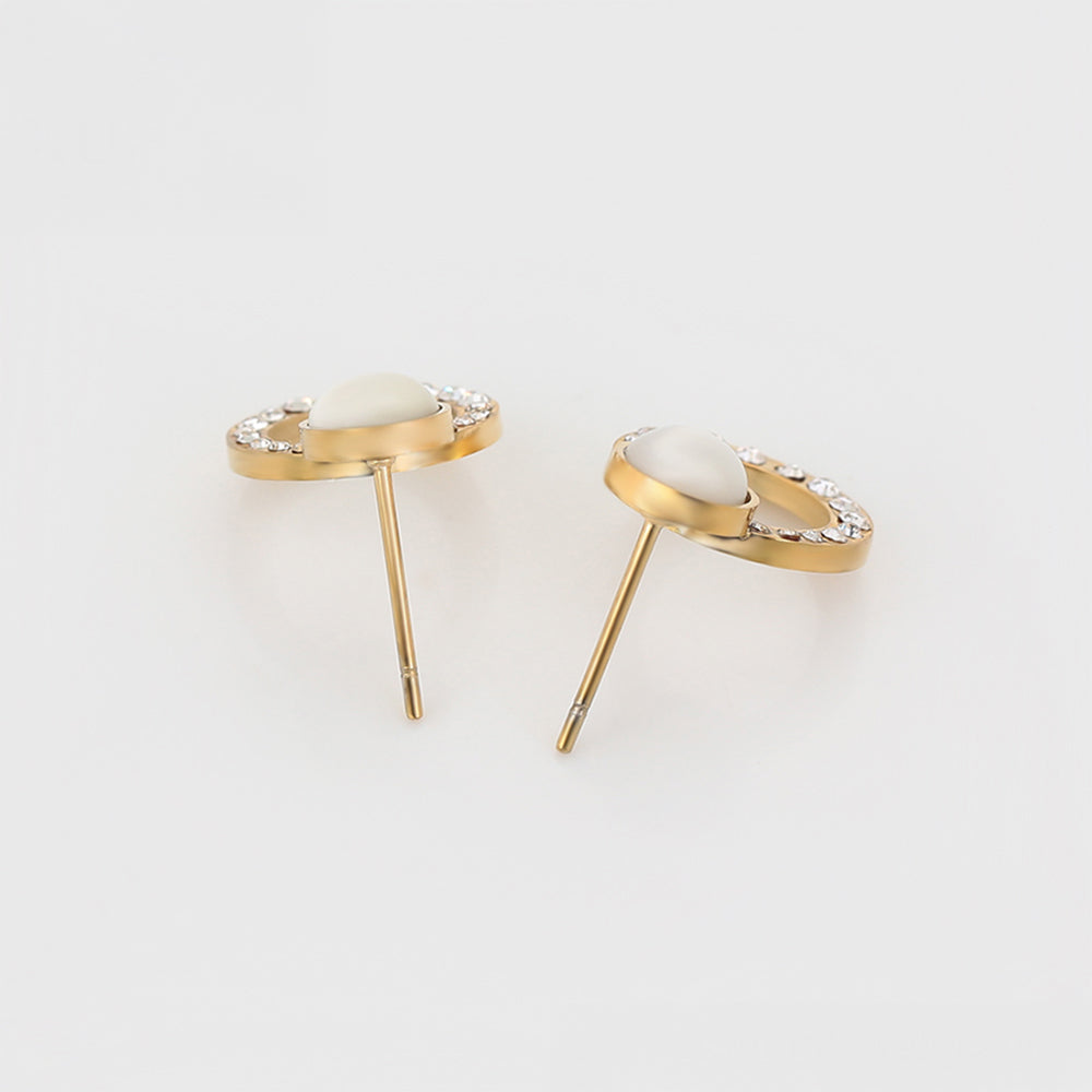 Arany tónusú Emporia Ötvözetű Fülbevaló Fehér Emporia® Kristállyal