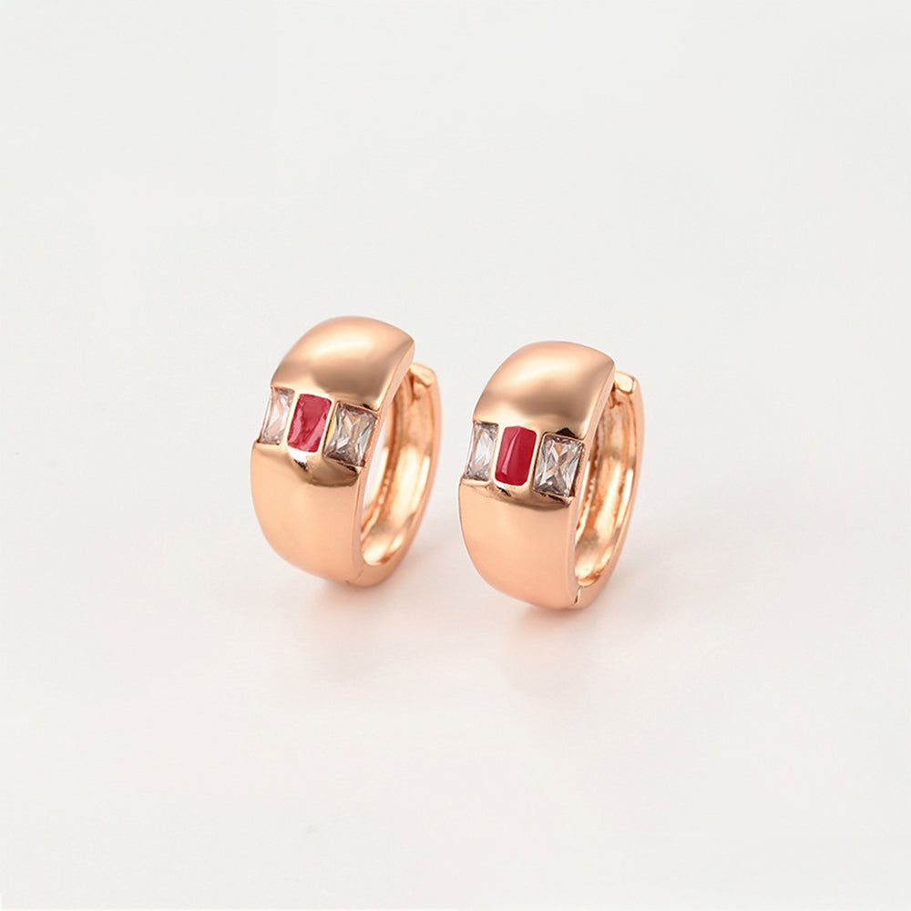 Arany tónusú Emporia Ötvözetű Szett Vörös Emporia® Kristállyal és Fehér Emporia® Kristállyal ( Fülbevaló+Gyűrű )