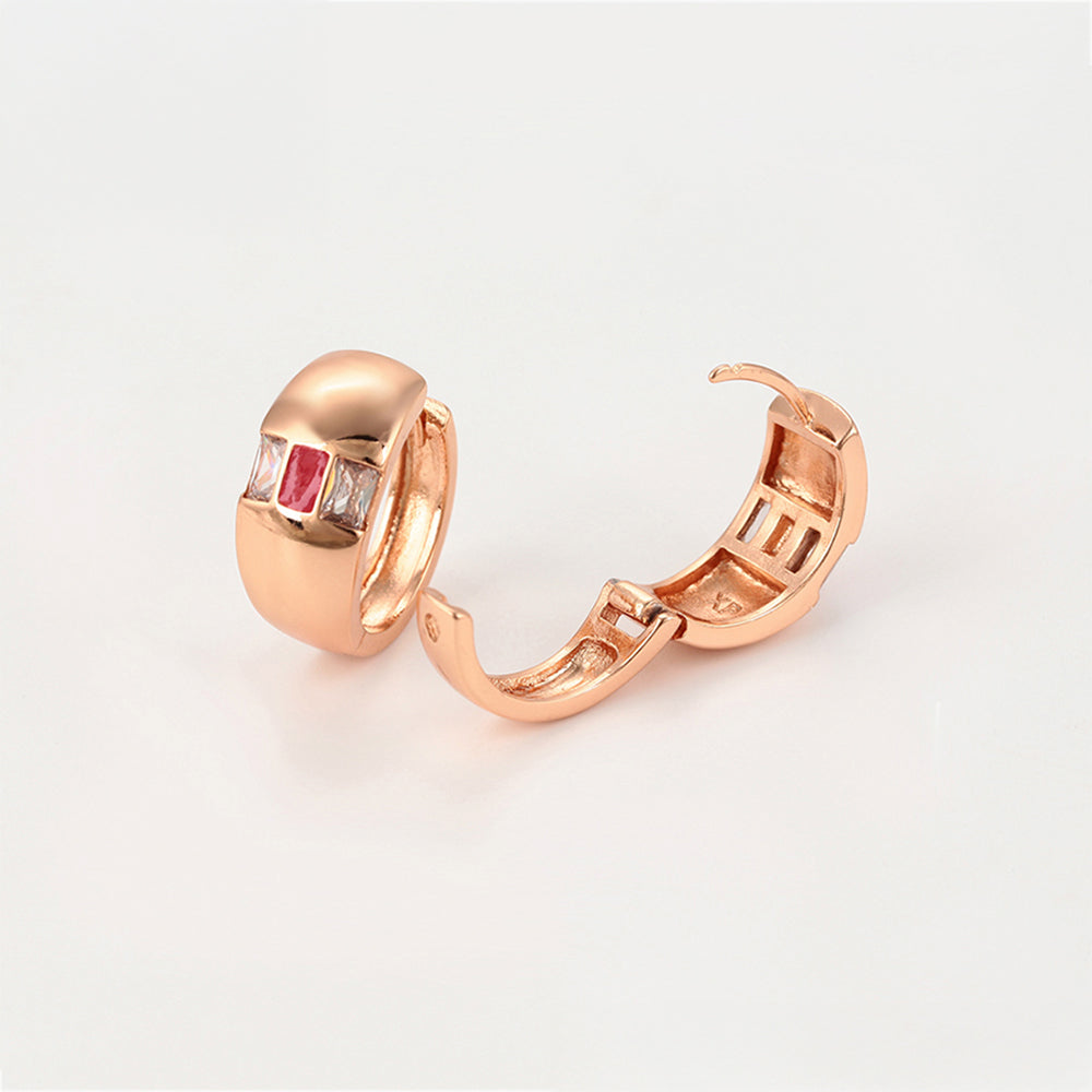 Arany tónusú Emporia Ötvözetű Szett Vörös Emporia® Kristállyal és Fehér Emporia® Kristállyal ( Fülbevaló+Gyűrű )