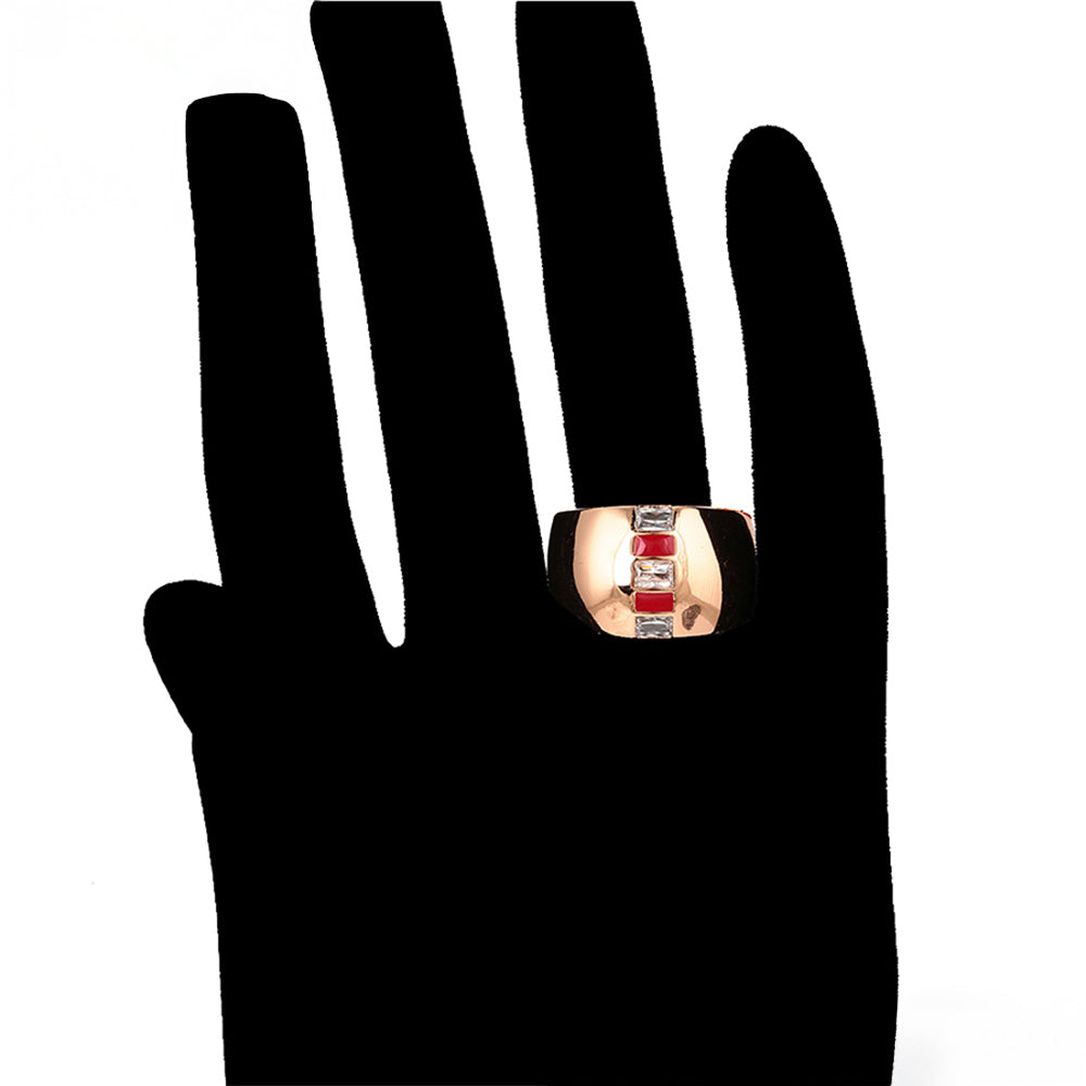 Arany tónusú Emporia Ötvözetű Szett Vörös Emporia® Kristállyal és Fehér Emporia® Kristállyal ( Fülbevaló+Gyűrű )