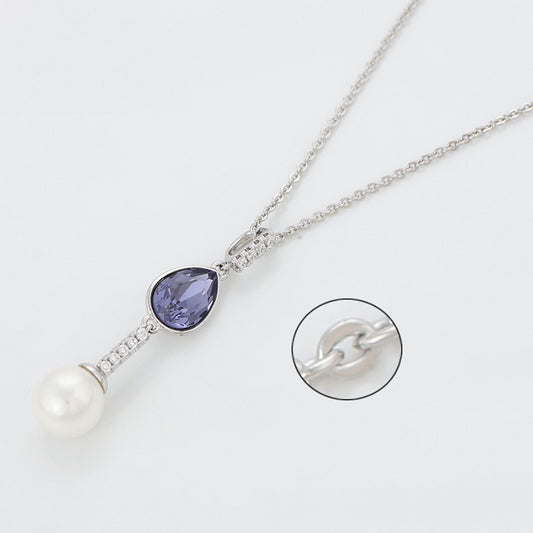 Arany tónusú Emporia Ötvözetű Nyaklánc Lila Emporia® Kristállyal és Üveggyönggyel