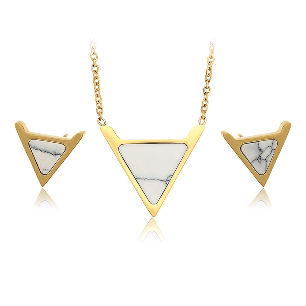 Arany tónusú Emporia Ötvözetű Szett Fehér Emporia® Kristállyal ( Nyaklánc+Fülbevaló ) 2 