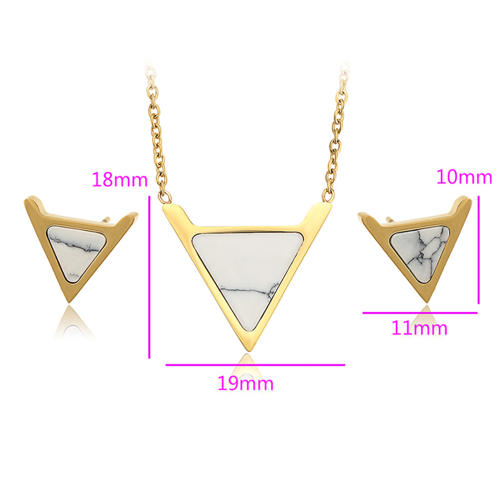 Arany tónusú Emporia Ötvözetű Szett Fehér Emporia® Kristállyal ( Nyaklánc+Fülbevaló ) 3 