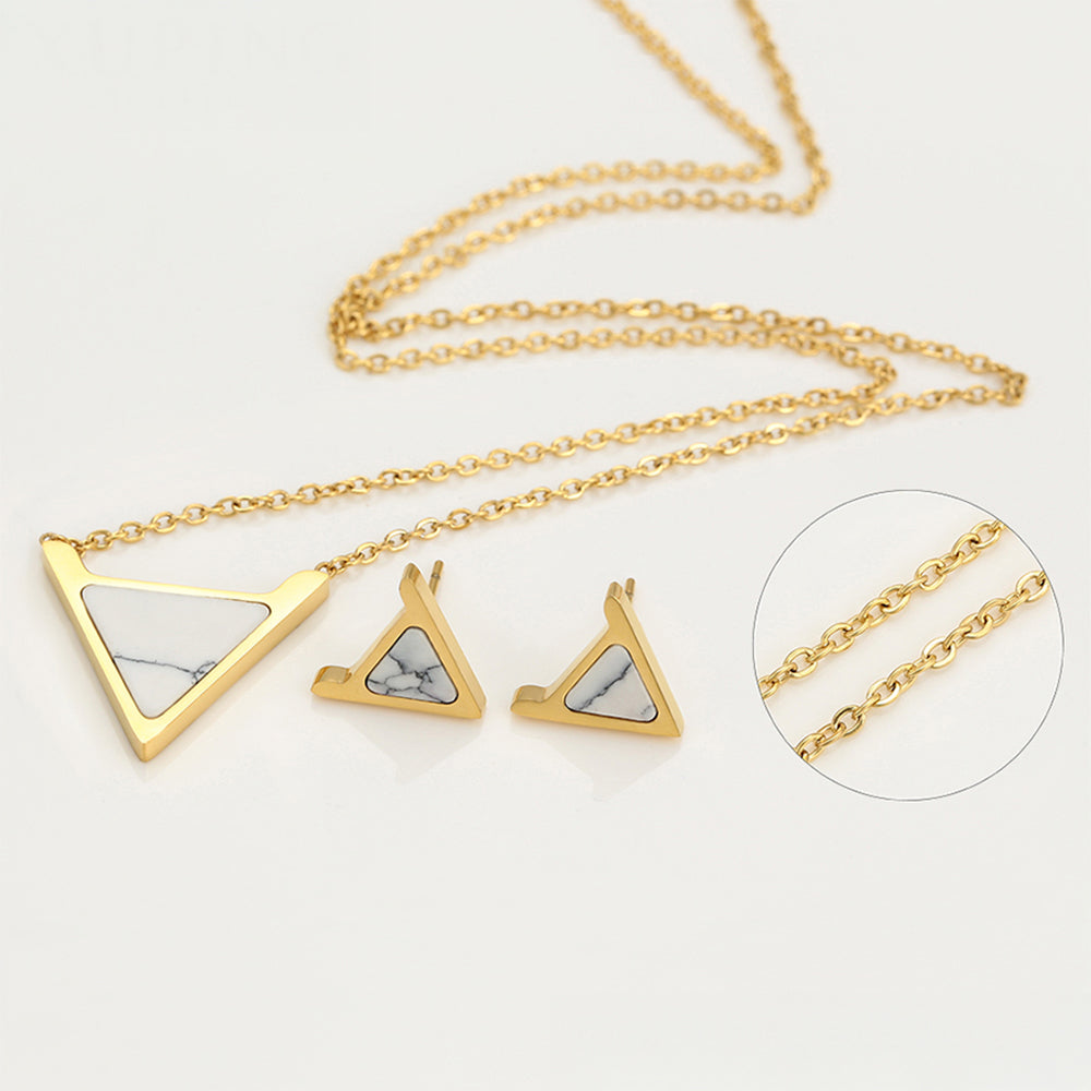 Arany tónusú Emporia Ötvözetű Szett Fehér Emporia® Kristállyal ( Nyaklánc+Fülbevaló ) 1 