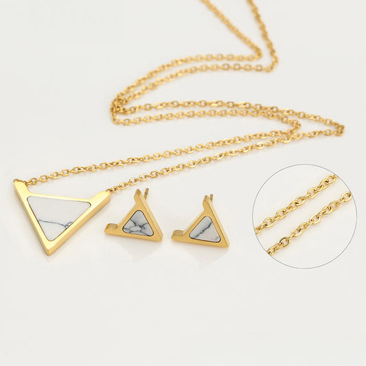 Arany tónusú Emporia Ötvözetű Szett Fehér Emporia® Kristállyal ( Nyaklánc+Fülbevaló )