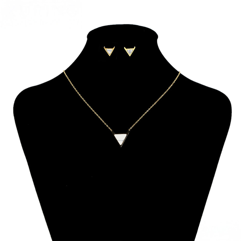 Arany tónusú Emporia Ötvözetű Szett Fehér Emporia® Kristállyal ( Nyaklánc+Fülbevaló )