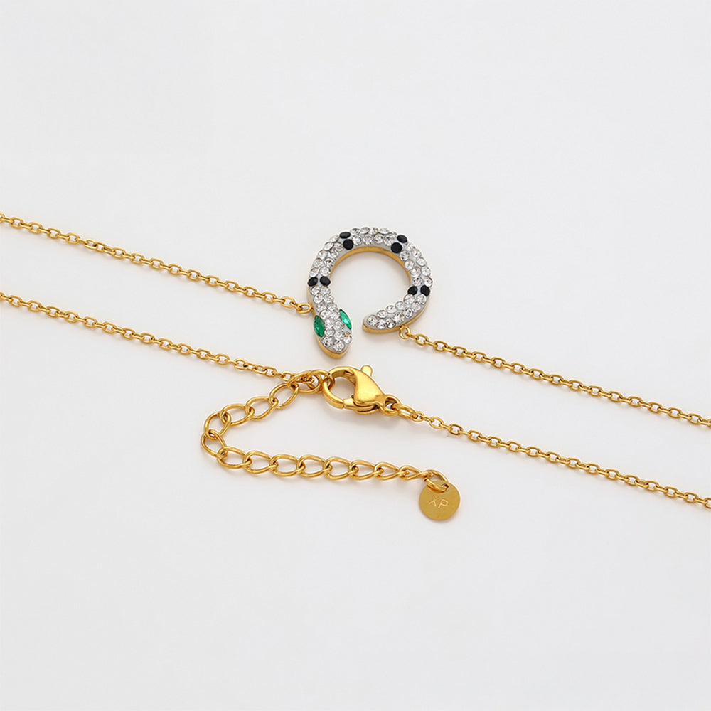 Arany tónusú Emporia Ötvözetű Szett Zöld Emporia® Kristállyal és Fehér Emporia® Kristállyal ( Nyaklánc+Fülbevaló ) 6 