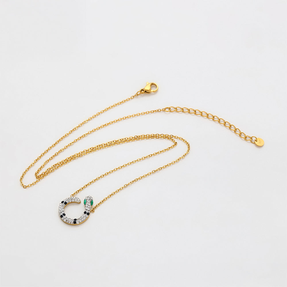 Arany tónusú Emporia Ötvözetű Szett Zöld Emporia® Kristállyal és Fehér Emporia® Kristállyal ( Nyaklánc+Fülbevaló )