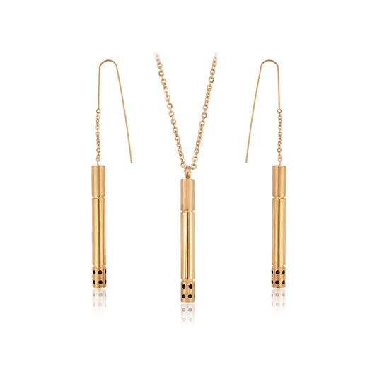 Arany tónusú Emporia Ötvözetű Szett Vörös Emporia® Kristállyal ( Nyaklánc+Fülbevaló+Medál )