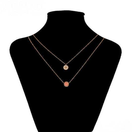 Arany tónusú Emporia Ötvözetű Szett Rózsaszínű Emporia® Kristállyal és Fehér Emporia® Kristállyal ( Nyaklánc+Karkötő )