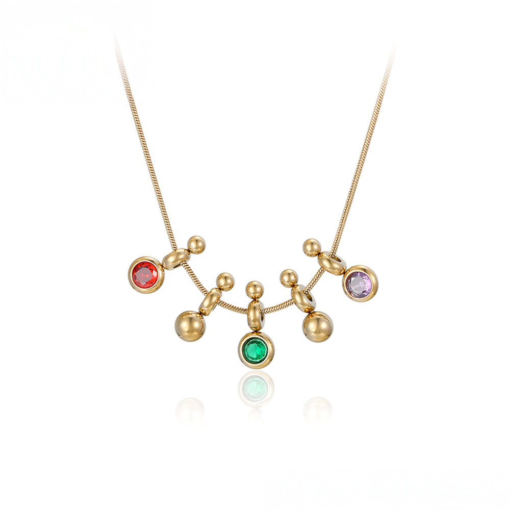 Arany tónusú Emporia Ötvözetű Nyaklánc Zöld Emporia® Kristállyal és Vörös Emporia® Kristállyal 2 