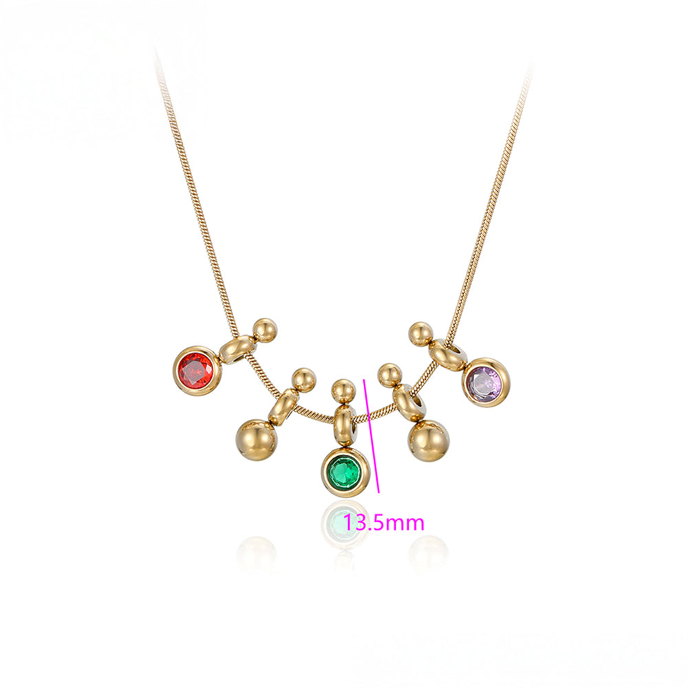 Arany tónusú Emporia Ötvözetű Nyaklánc Zöld Emporia® Kristállyal és Vörös Emporia® Kristállyal