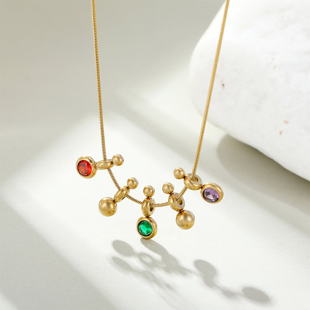 Arany tónusú Emporia Ötvözetű Nyaklánc Zöld Emporia® Kristállyal és Vörös Emporia® Kristállyal 1 