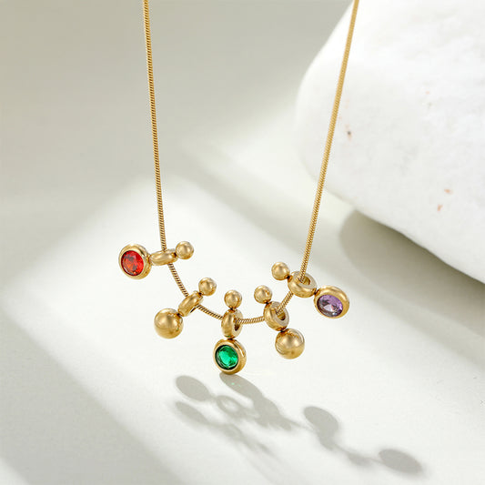 Arany tónusú Emporia Ötvözetű Nyaklánc Zöld Emporia® Kristállyal és Vörös Emporia® Kristállyal