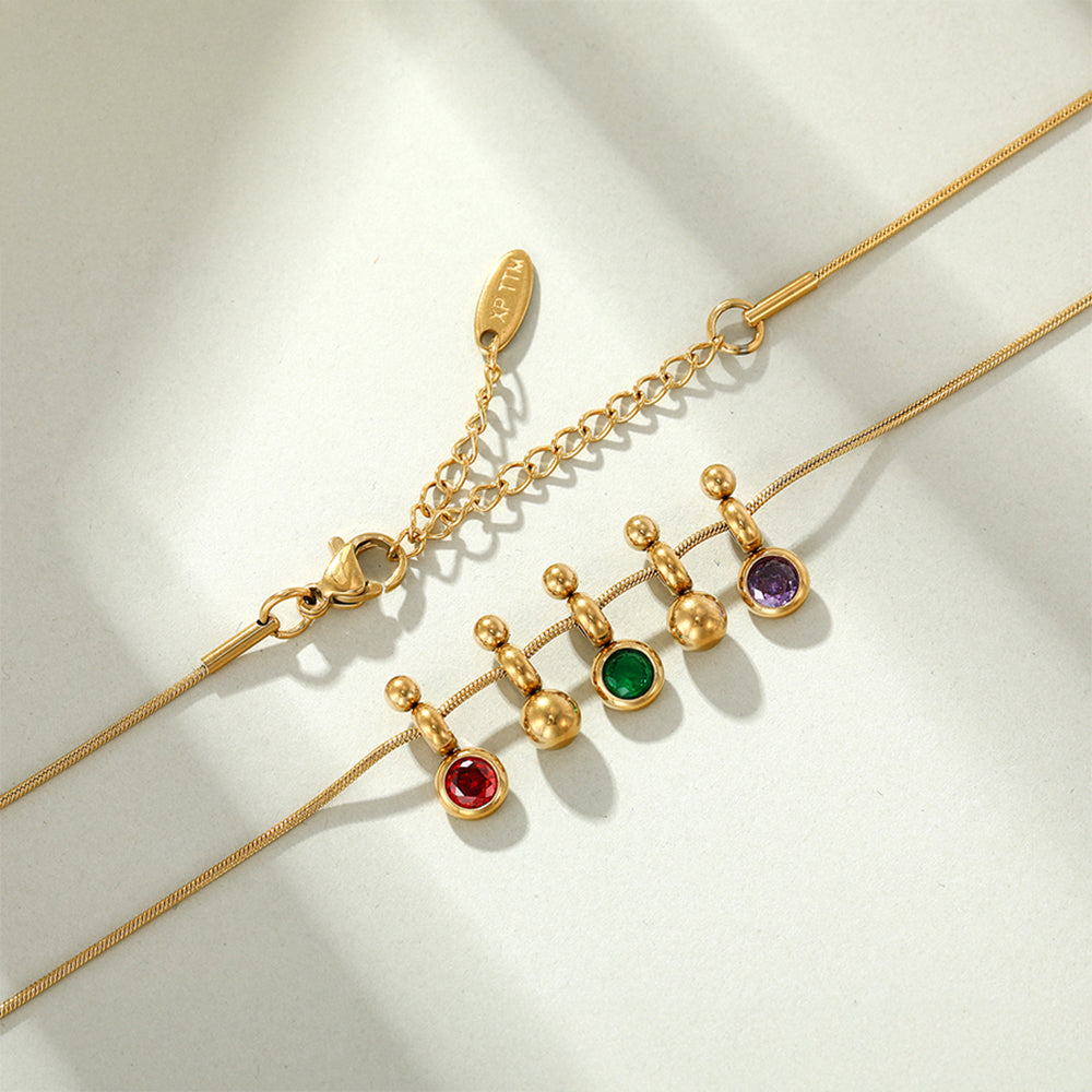 Arany tónusú Emporia Ötvözetű Nyaklánc Zöld Emporia® Kristállyal és Vörös Emporia® Kristállyal 5 