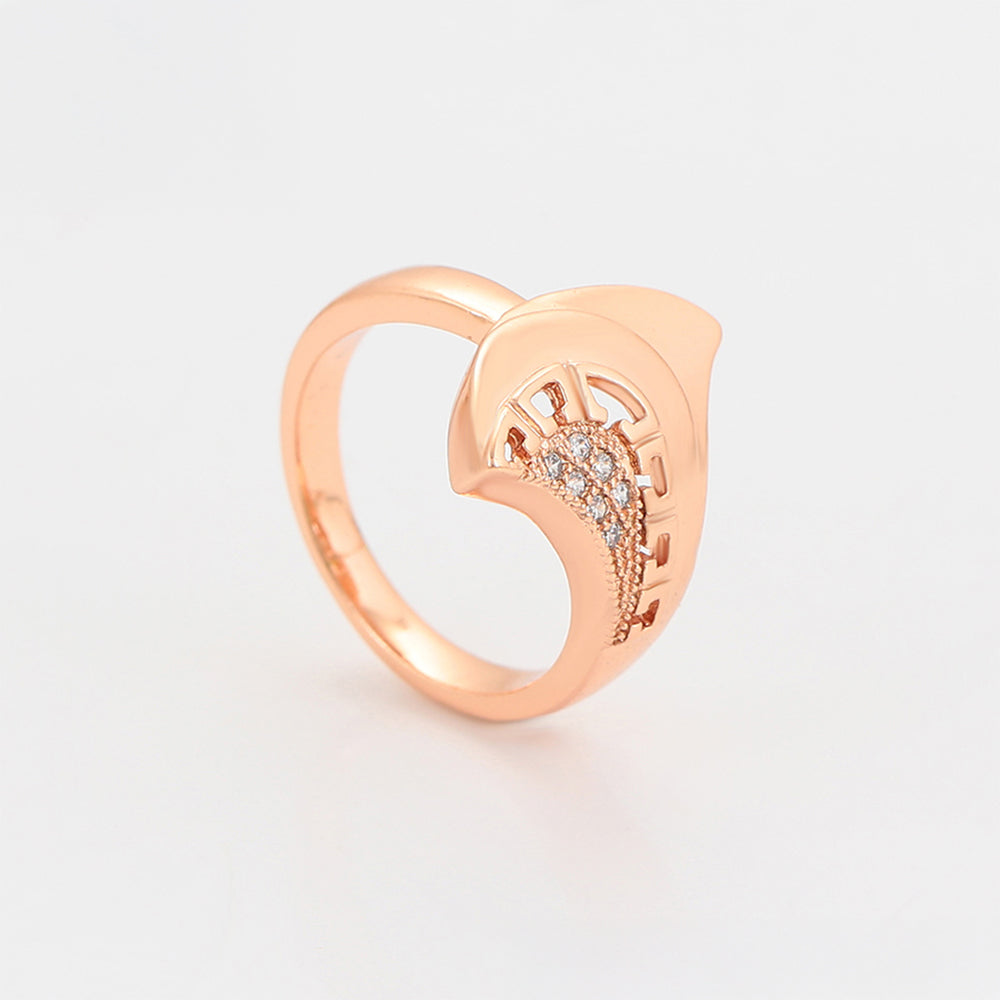 Arany tónusú Emporia Ötvözetű Szett Fehér Emporia® Kristállyal ( Fülbevaló+Gyűrű )