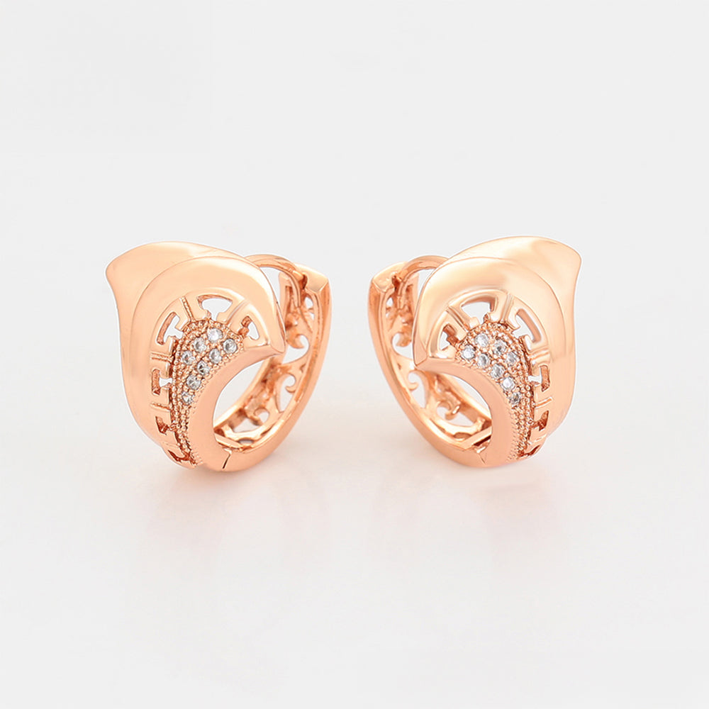 Arany tónusú Emporia Ötvözetű Szett Fehér Emporia® Kristállyal ( Fülbevaló+Gyűrű )