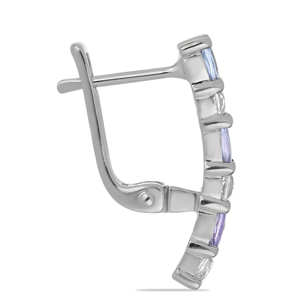 Ezüst Fülbevaló Tanzanittal és Fehér Topázzal 2 