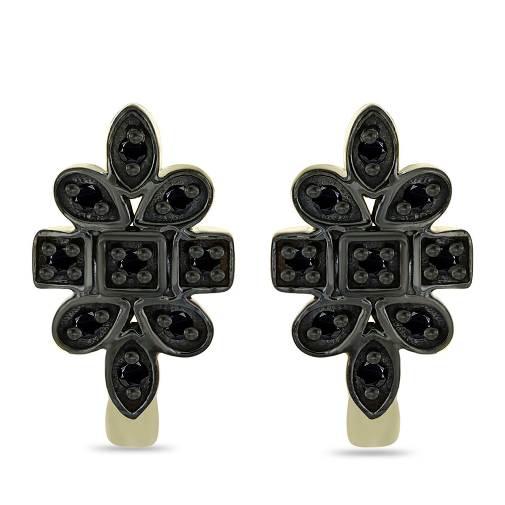 9 Karátos Arany Fülbevaló Fekete Gyémánttal