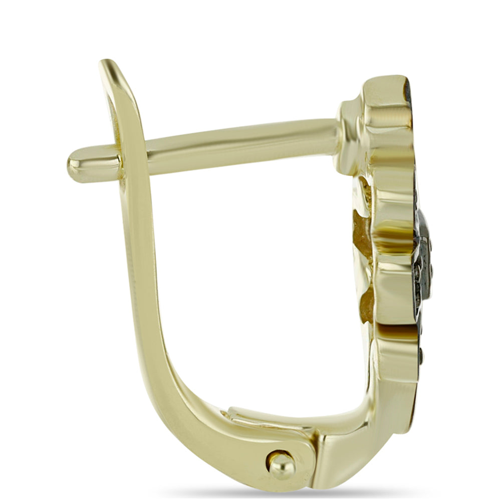 9 Karátos Arany Fülbevaló Fekete Gyémánttal 2 