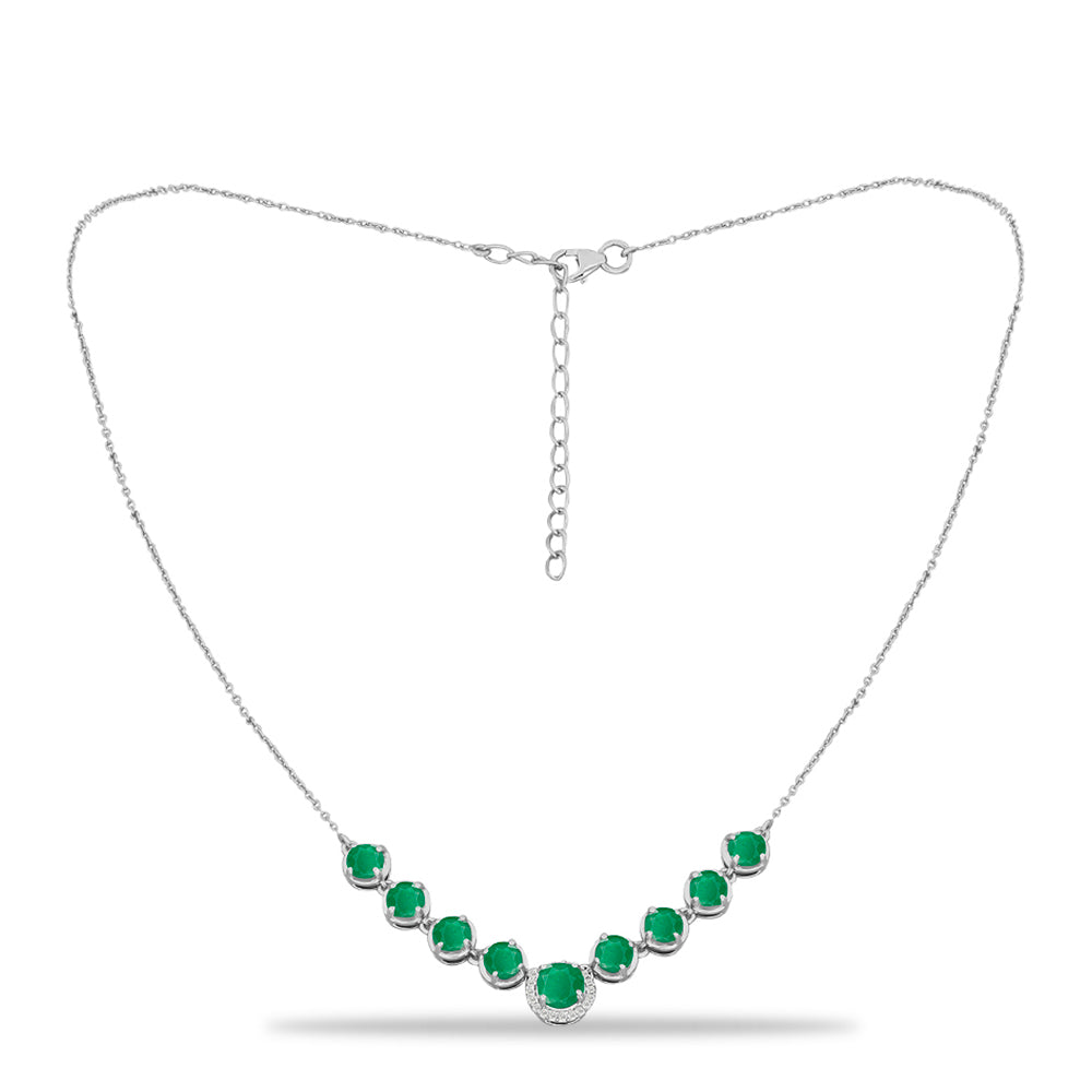 Ezüst Nyaklánc Brazil Smaragddal és Fehér Topázzal 1 