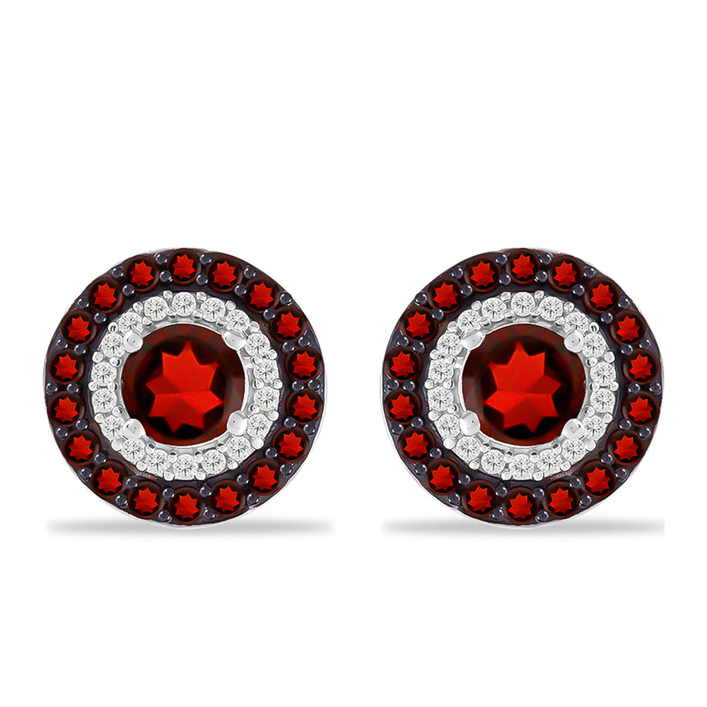 Ezüst Fülbevaló Barton Gránáttal és Fehér Topázzal