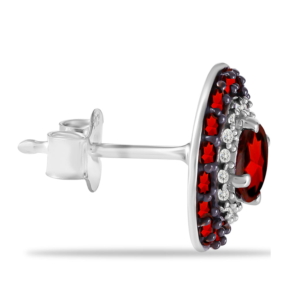 Ezüst Fülbevaló Barton Gránáttal és Fehér Topázzal