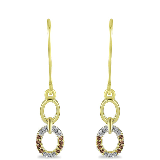 Arannyal Bevont Ezüst Fülbevaló Pezsgő Gyémánttal és Fehér Gyémánttal