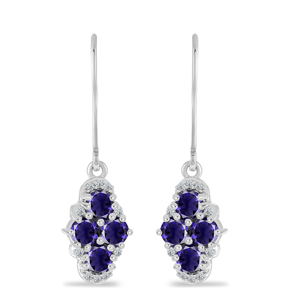 Ezüst Fülbevaló Iolittal és Fehér Topázzal 1 