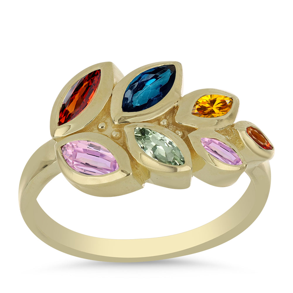 Arannyal Bevont Ezüst Gyűrű Szivárvány Zafírral 3 