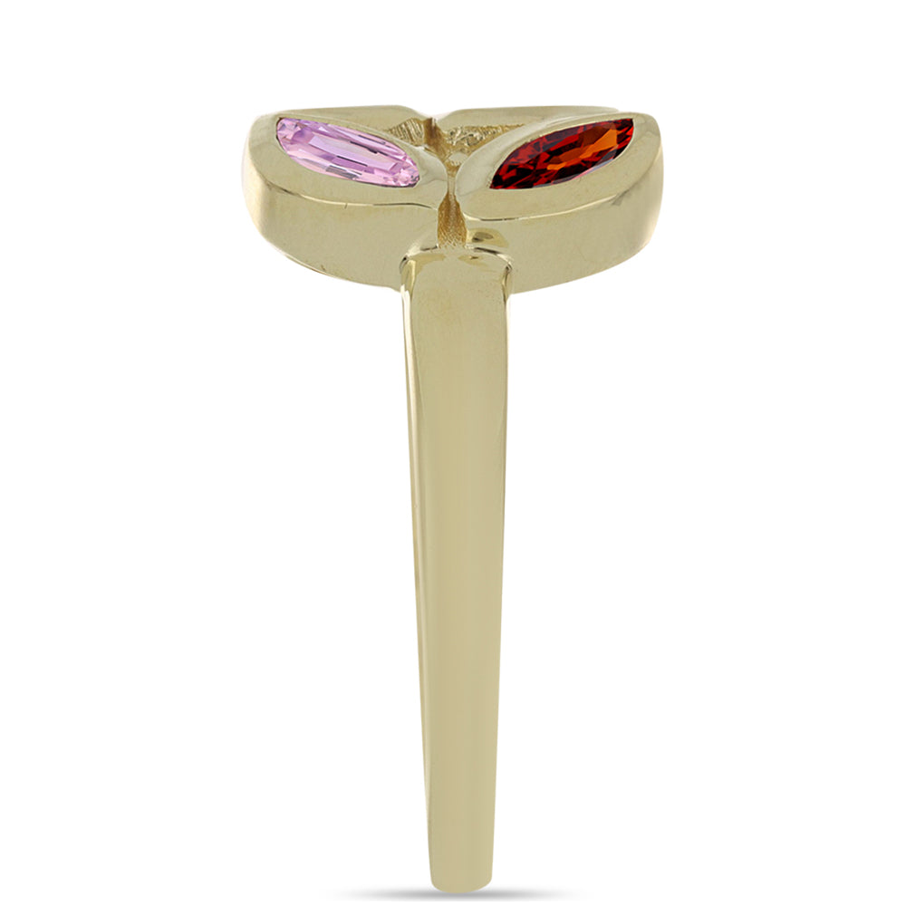 Arannyal Bevont Ezüst Gyűrű Szivárvány Zafírral 4 