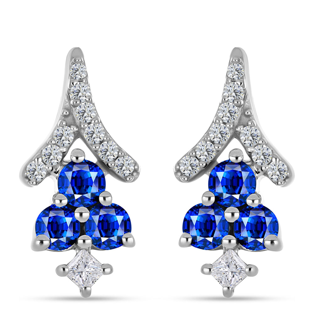 Ezüst Fülbevaló Ausztrál Kék Zafírral és Fehér Topázzal 1 