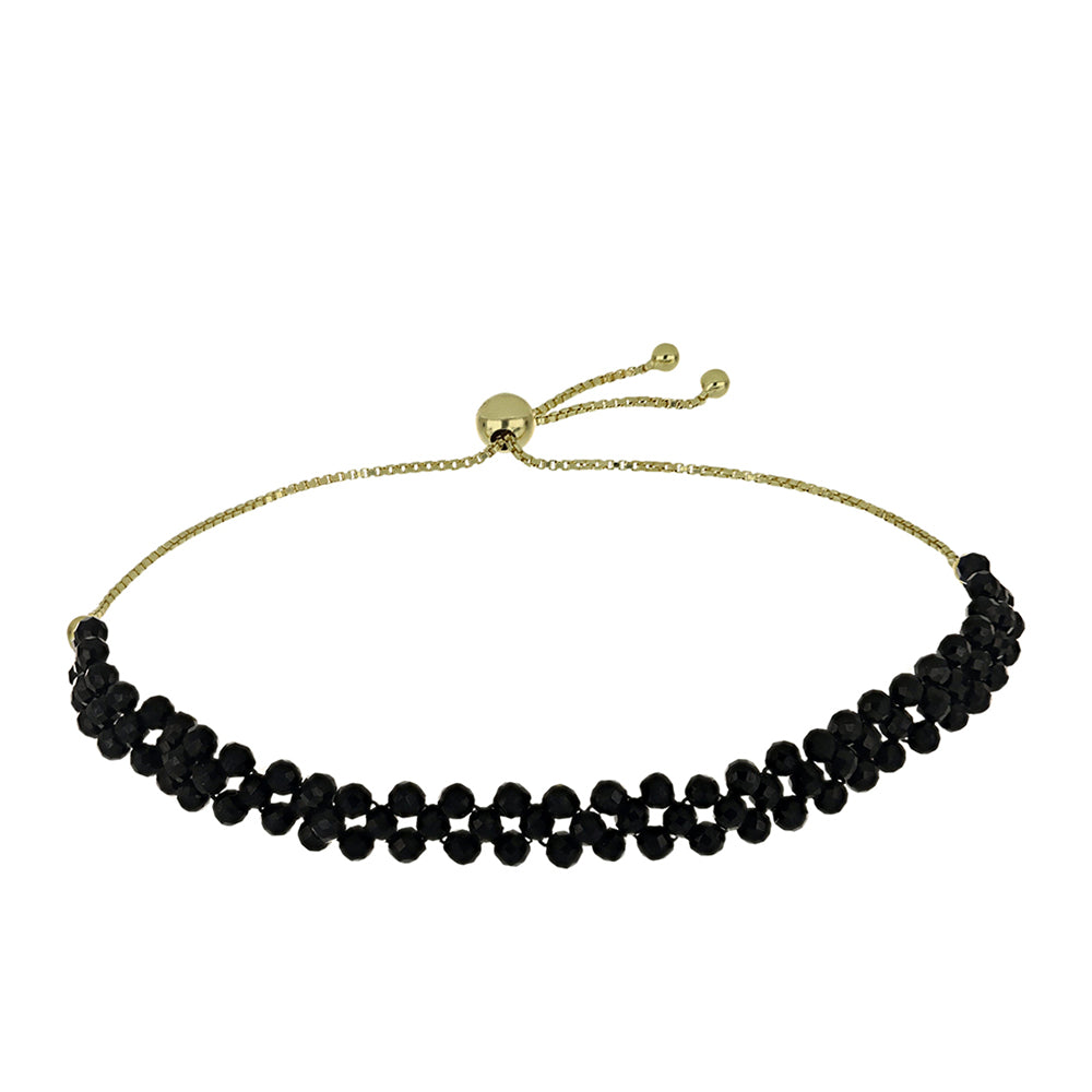 Arannyal Bevont Ezüst Karkötő Fekete Spinellel