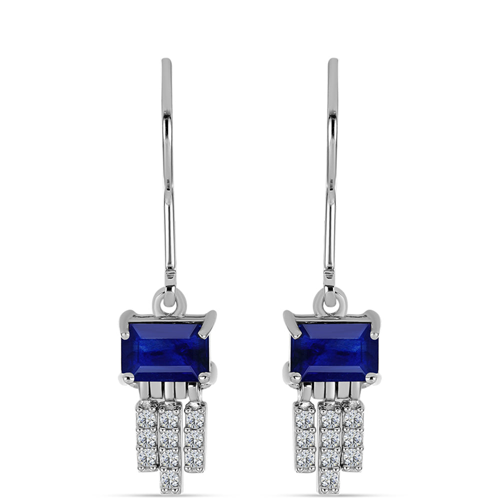 Ezüst Fülbevaló Ausztrál Kék Zafírral és Fehér Topázzal