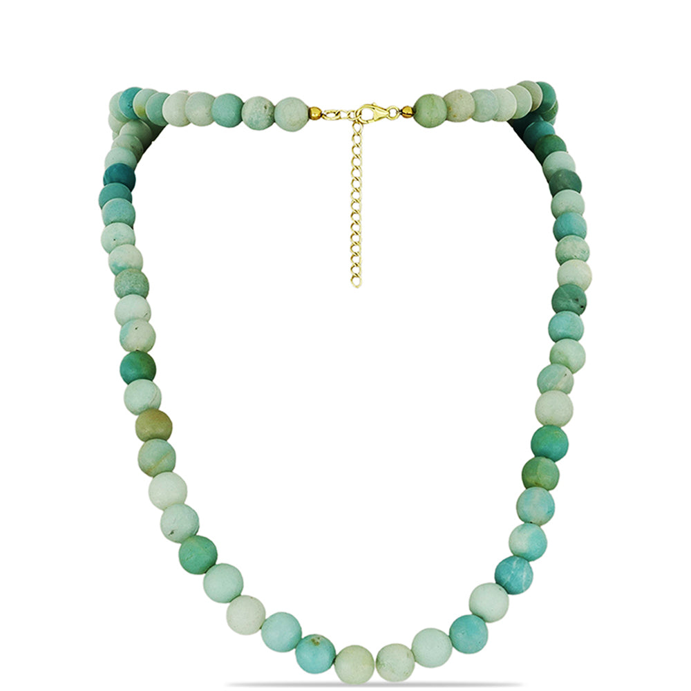 Arannyal Bevont Ezüst Nyaklánc Amazonittal