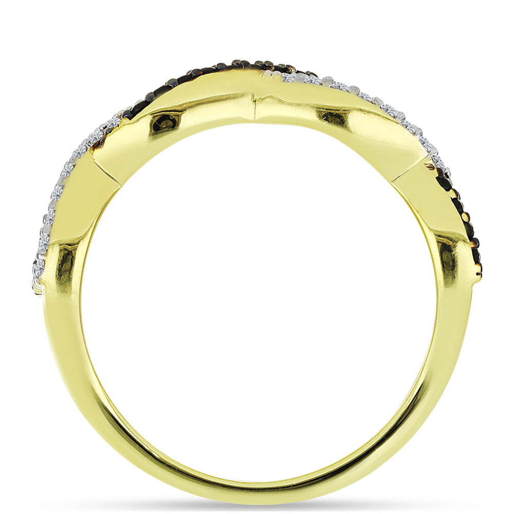 Arannyal Bevont Ezüst Gyűrű Fekete Spinellel és Fehér Topázzal 3 
