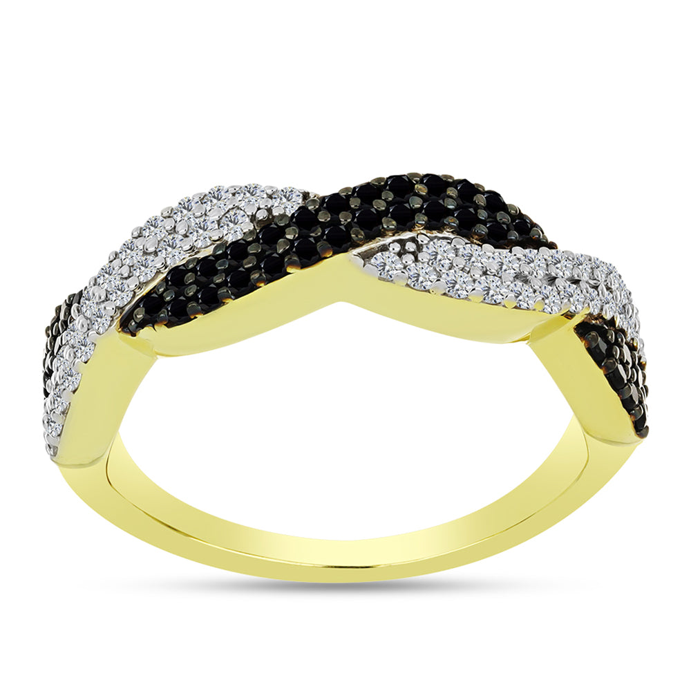 Arannyal Bevont Ezüst Gyűrű Fekete Spinellel és Fehér Topázzal 1 