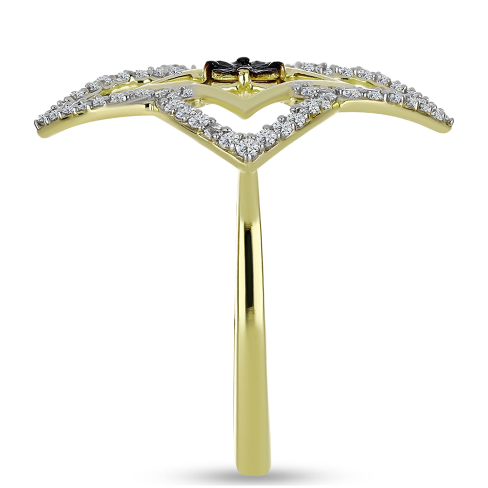 Arannyal Bevont Ezüst Gyűrű Kék Gyémánttal és Fehér Topázzal 4 