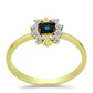 Arannyal Bevont Ezüst Gyűrű Kék Gyémánttal és Fehér Topázzal