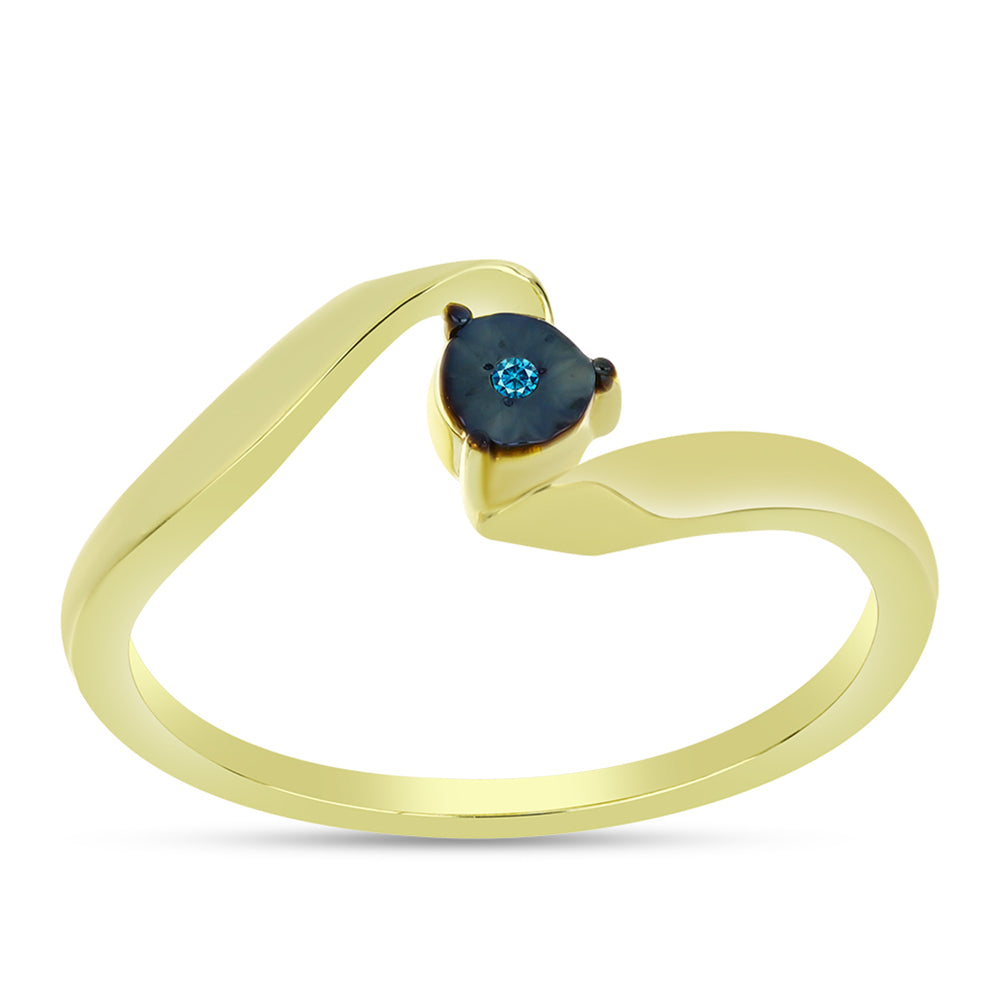 Arannyal Bevont Ezüst Gyűrű Kék Gyémánttal 3 