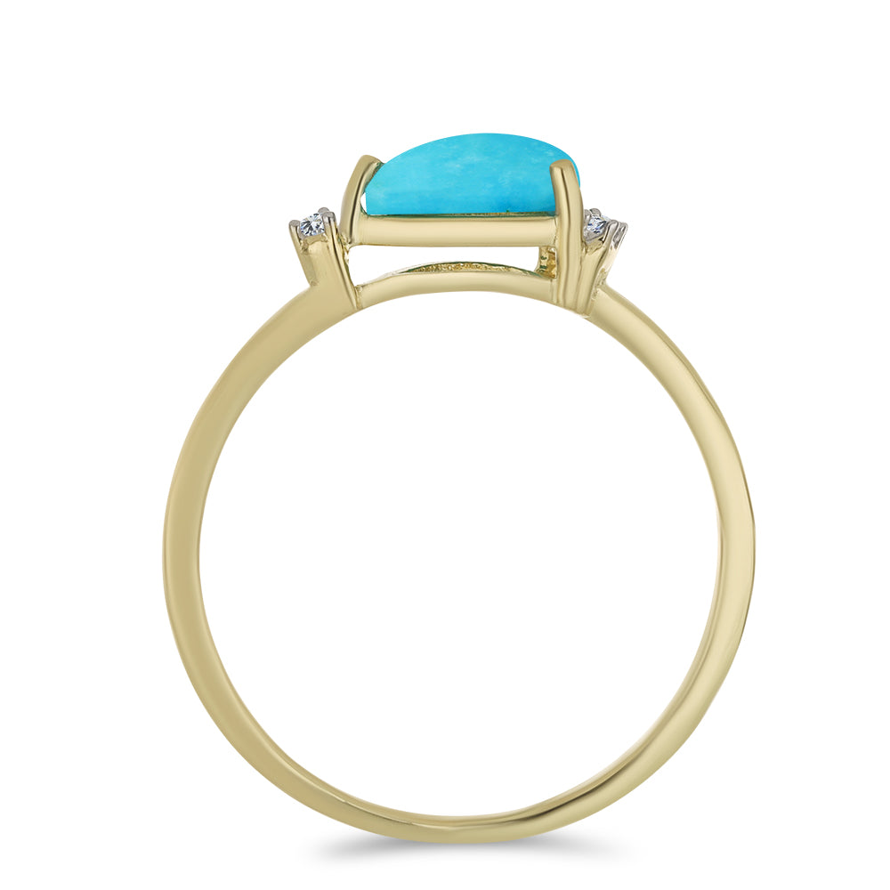 Arannyal Bevont Ezüst Gyűrű Csipkerózsika Türkizzel és Fehér Topázzal 2 