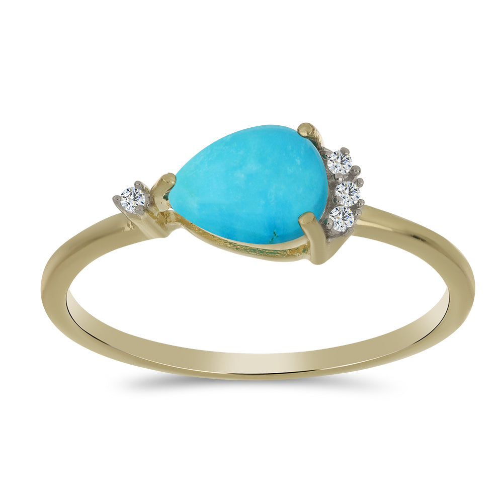 Arannyal Bevont Ezüst Gyűrű Csipkerózsika Türkizzel és Fehér Topázzal 3 